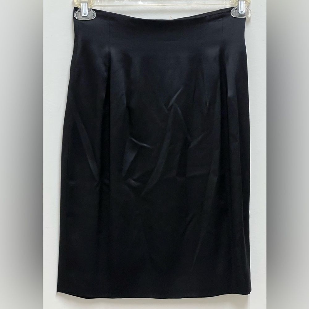 Vintage Richard Tyler Classic Women's Black 100% Silk Midi Pencil Skirt Size 6